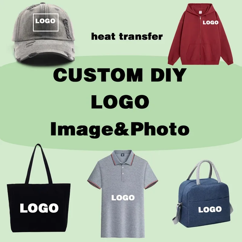 

50 Pcs DIY Custom Vinyl Heat Transfer Sticker for Clothing or Bag or Other Products DTF Applique Logo Photo Custom