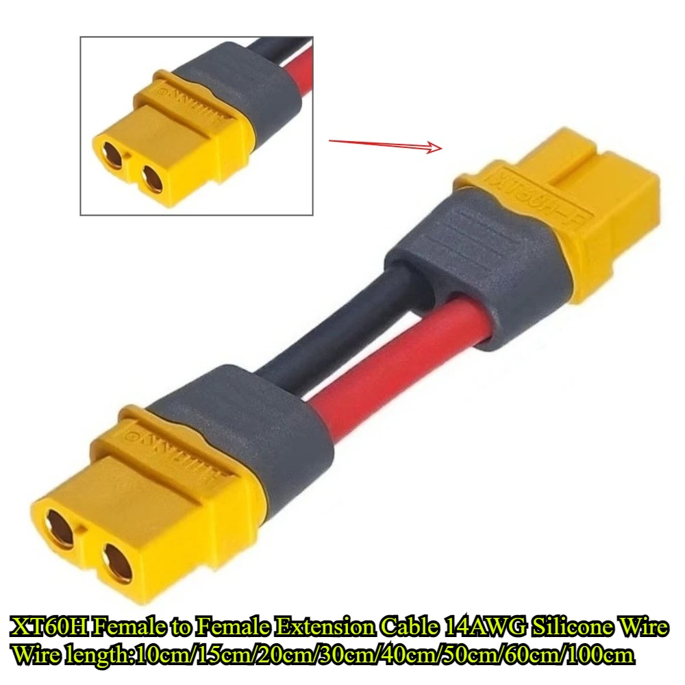 XT60H Male/Female to Male/Female Adapter Extension Cable with 14AWG Silicone Wire 10/15/20/30/40-100cm for RC Lipo Battery Motor