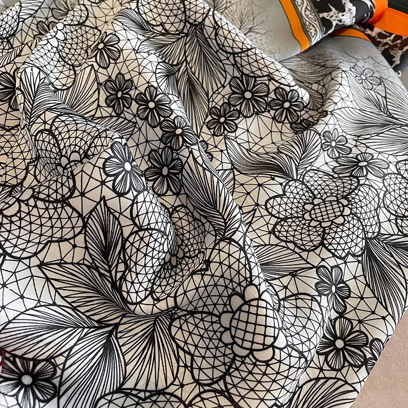 Lenço de seda estampado longo para mulheres, xale de praia, tamanho grande, Lady Hijab, macio, nova moda, outono, inverno, 180x90cm, 2023