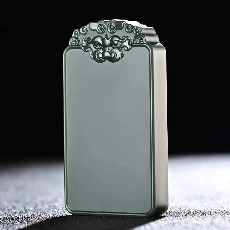 

Natural Hetian Fine Material Double-Sided Peace Amulet Tower Qing Jade Pendant