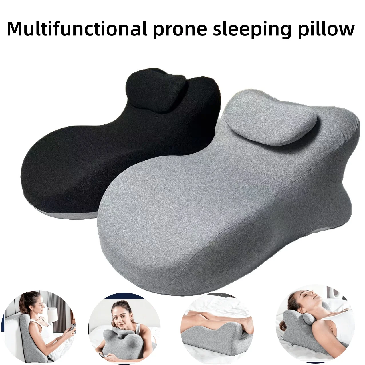Upgraded Ergonomic Memory Foam Pillow Multifunctional Prone Sleeping Bed Rest for Back Support Leg Elevating Reading