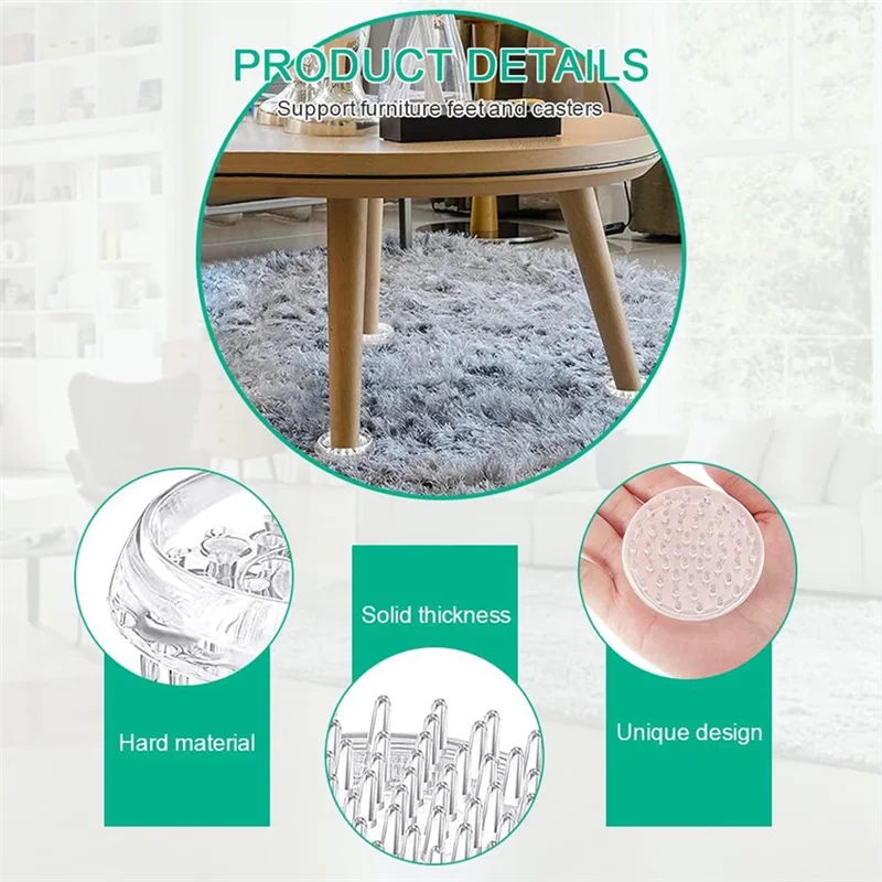 ABRU-Carpet Protectors 8Pcs Spiked Caster Cups Floor Saver Pads Clear Spiked Floor Castor Cups Spiked Furniture Cup