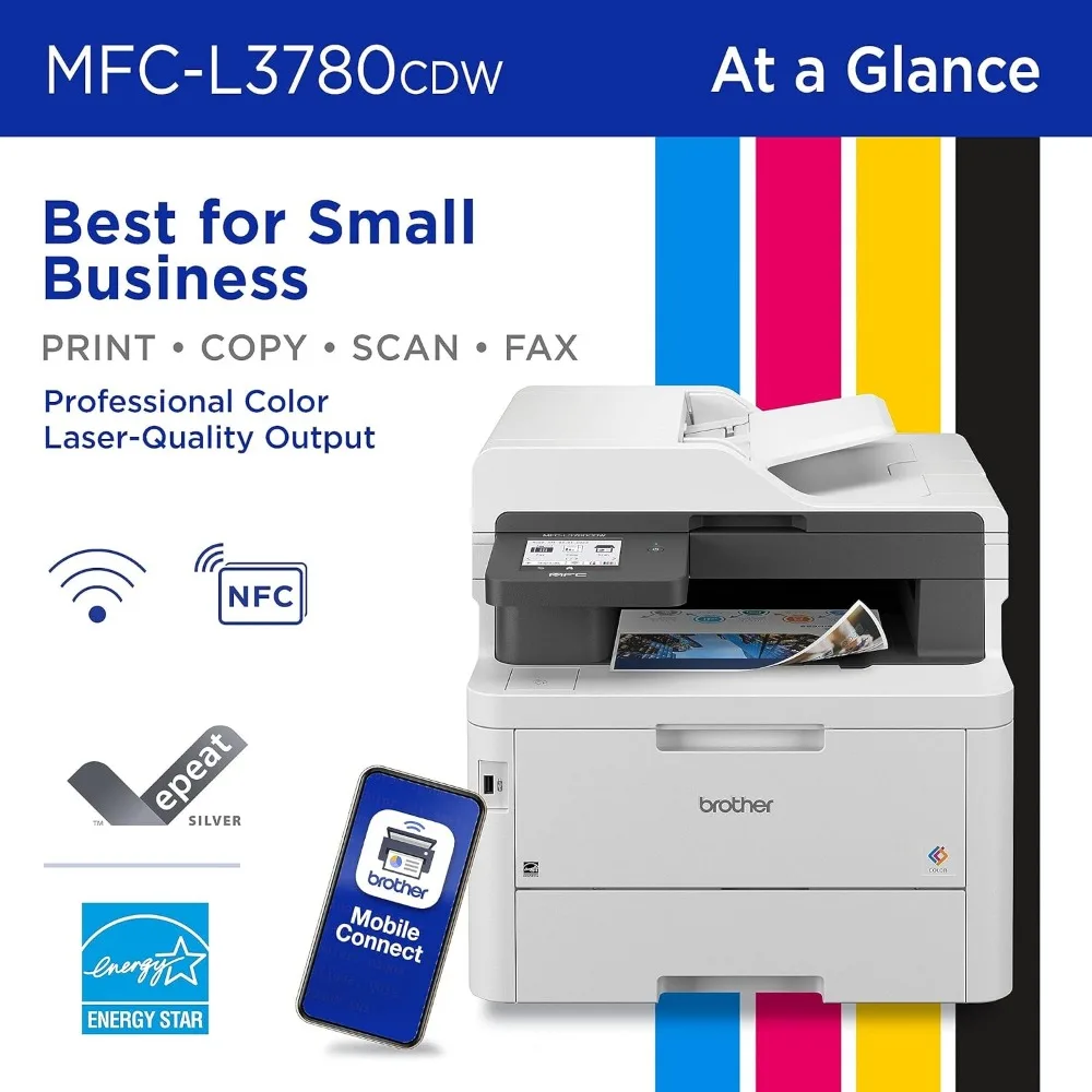 طابعة MFC-L3780CDW اللاسلكية الرقمية الملونة الكل في واحد مع مخرج جودة الليزر، نسخة ومسح مزدوجة تمرير واحد