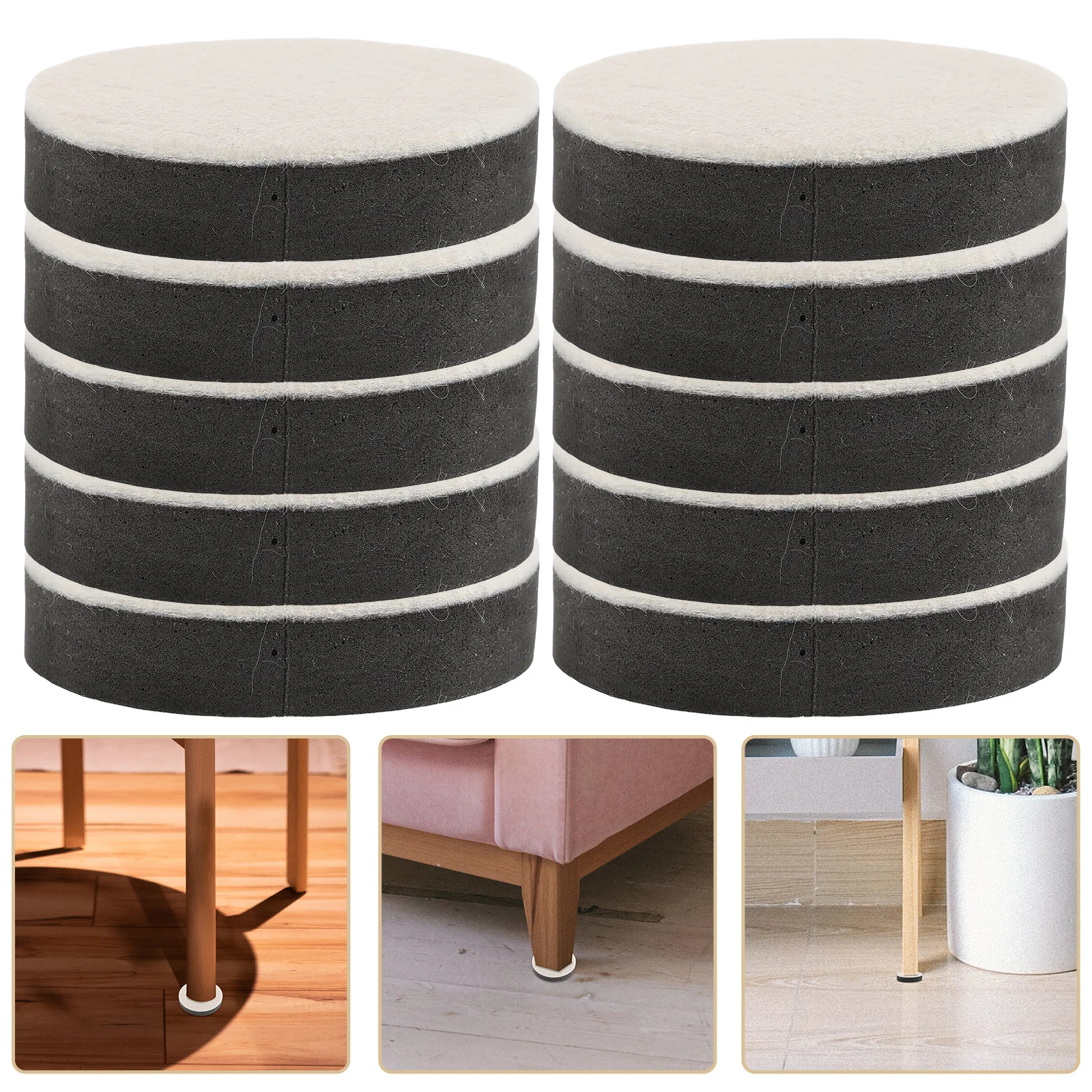 

10Pcs Round Felt Furniture Pads Table Leg Risers Anti-Slip Chair Leg Cushions Protective Bed Feet Floor Pads Felt Table Pad