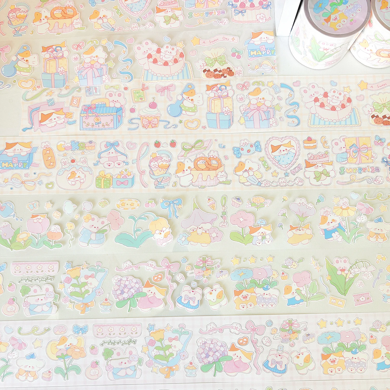 

Three Heart Stickers Roll Flower Gift Dessert Gift Small Animal Stickers