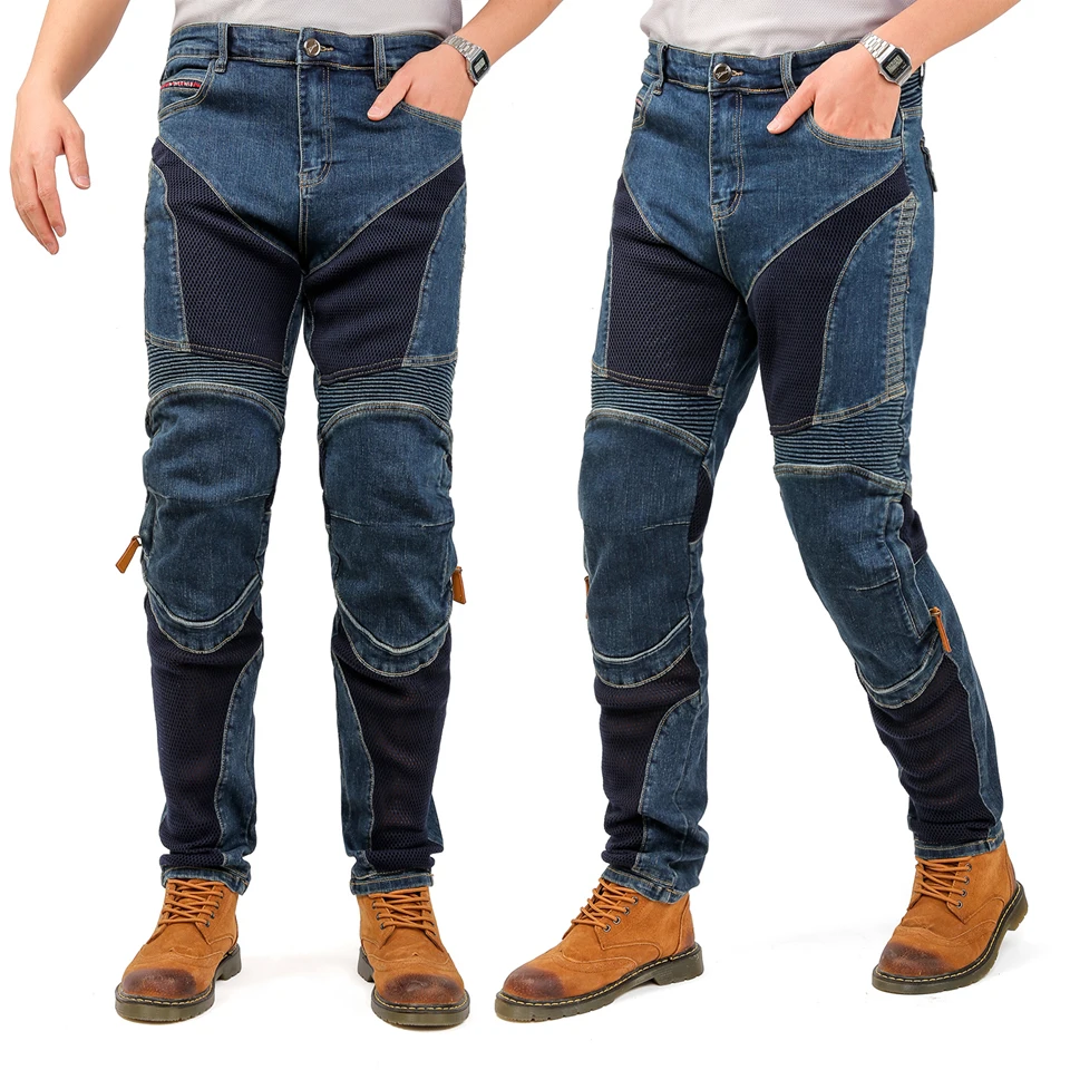 Kevlar Motorrad-Jeans für Herren Sommer-Fahrhosen Blaue Dirt-Bike-Hosen Abriebfest mit Netzbelüftung Langlebig – Detail 20