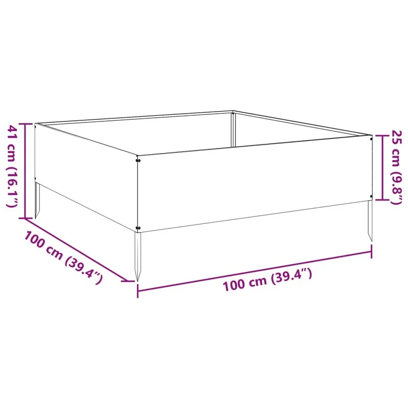 Jardinera Elevada De Acero Antracita 100X100X25Cm, Fácil De Limpiar, Duradera, Para Exteriores — -74%, 142.57€ Coupon, from 50.09€ – 74% descuento – €50.09