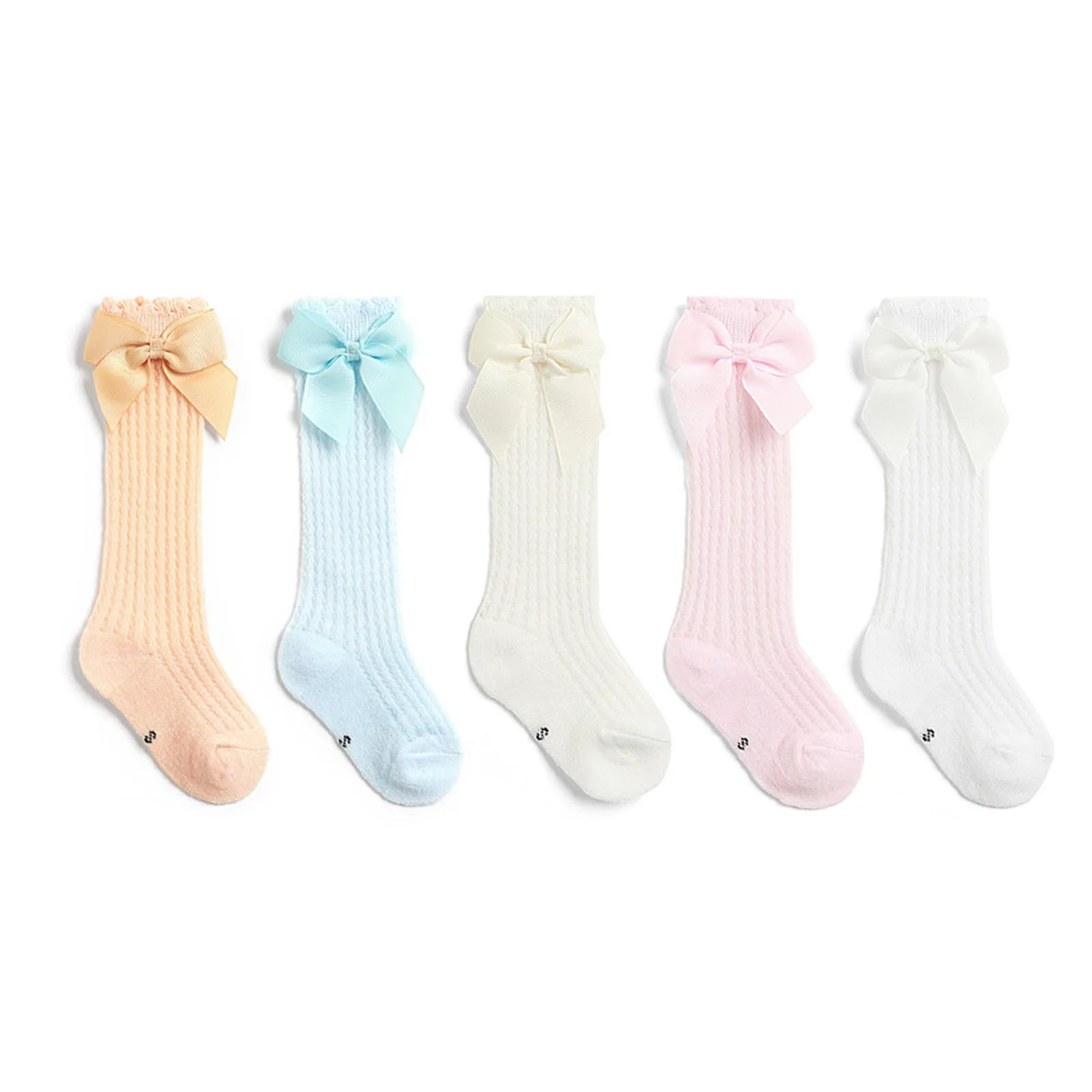 BeQeuewll Baby Girls Boys Socks Lace Tulle See Through Bow Summer Long Tube Socks Toddler Girls Socks For Summer Fall