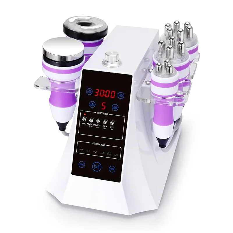 5in1 สามเสา RF กระชับผิวสูญญากาศ 40K Cavitation อัลตราโซนิกเซลลี่สลิมมิ่งสปาเครื่อง 190W