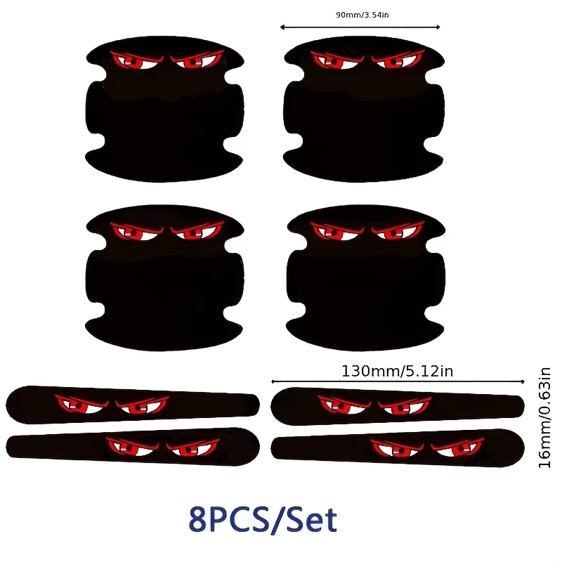 8Pcs Angry Eyes Car Door Handle Bowl Stickers, Cool Cartoon Eye Black Decor Decals