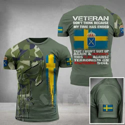 Sweden Soldier-ARMY-VETERAN Country Flag 3D Printed High Quality Milk Fiber T-shirt Summer Round Neck Men Female Casual Top-2