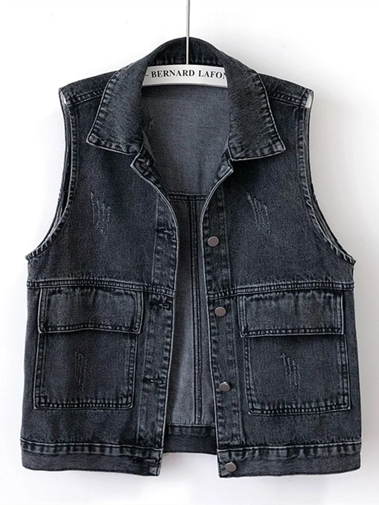 

Женский джинсовый жилет Bla ort Svel Jaet в стиле ретро с воротником для поездок на работу и одной пуговице, однотонный жилет