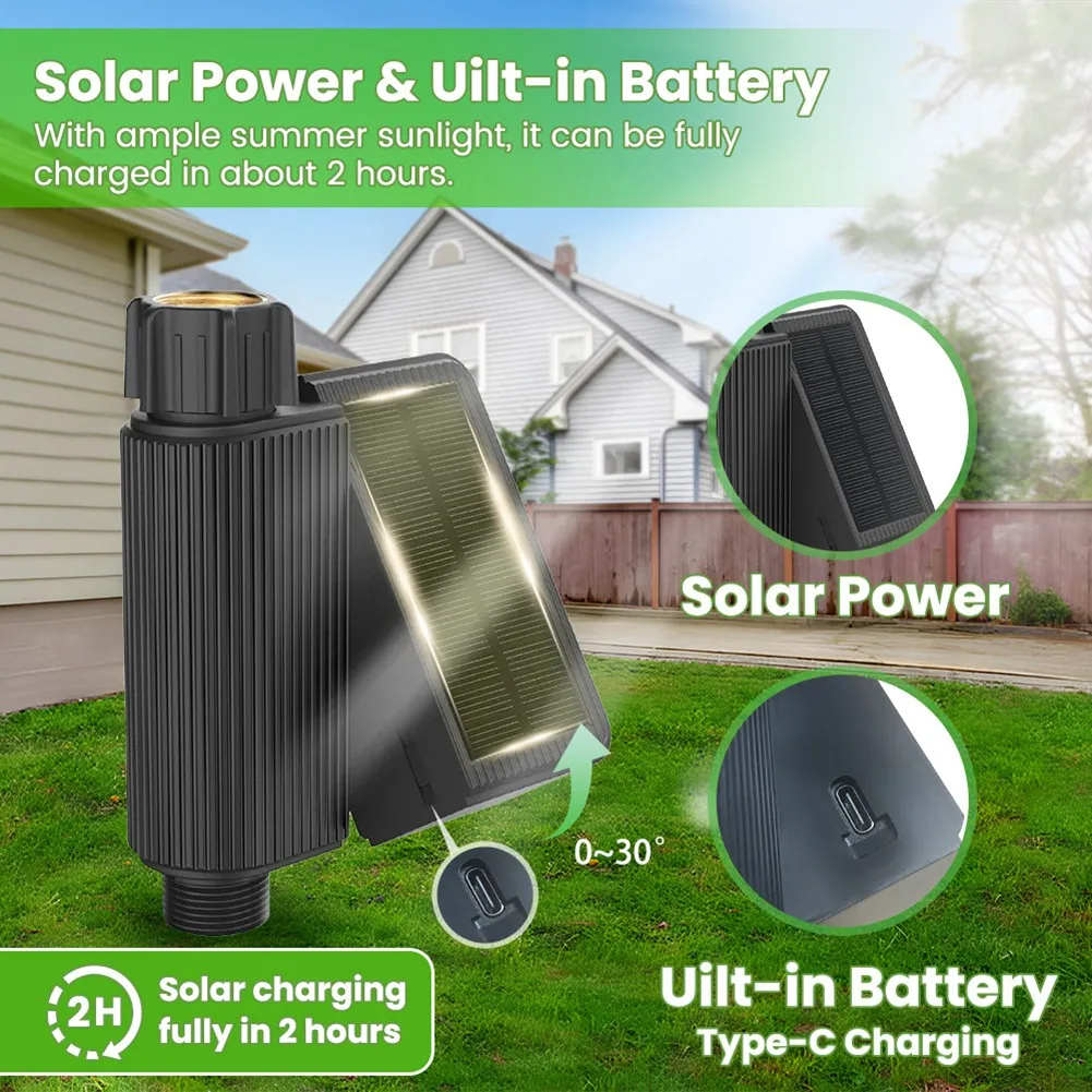 N02R-Smart Solar Water Valve Smart Hose Timer Bluetooth Auto Water Timer For Lawn/Yard/Garden/Drip Irrigation