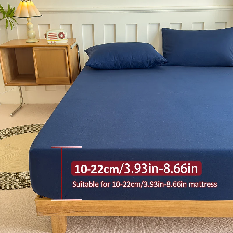 Baumwoll-Spannbettlaken mit elastischen Bändern, hochwertige farbige Matratzenbezüge für Einzel-, Doppel-, King- und Queen-Betten ohne Kissenbezüge – Detail 1