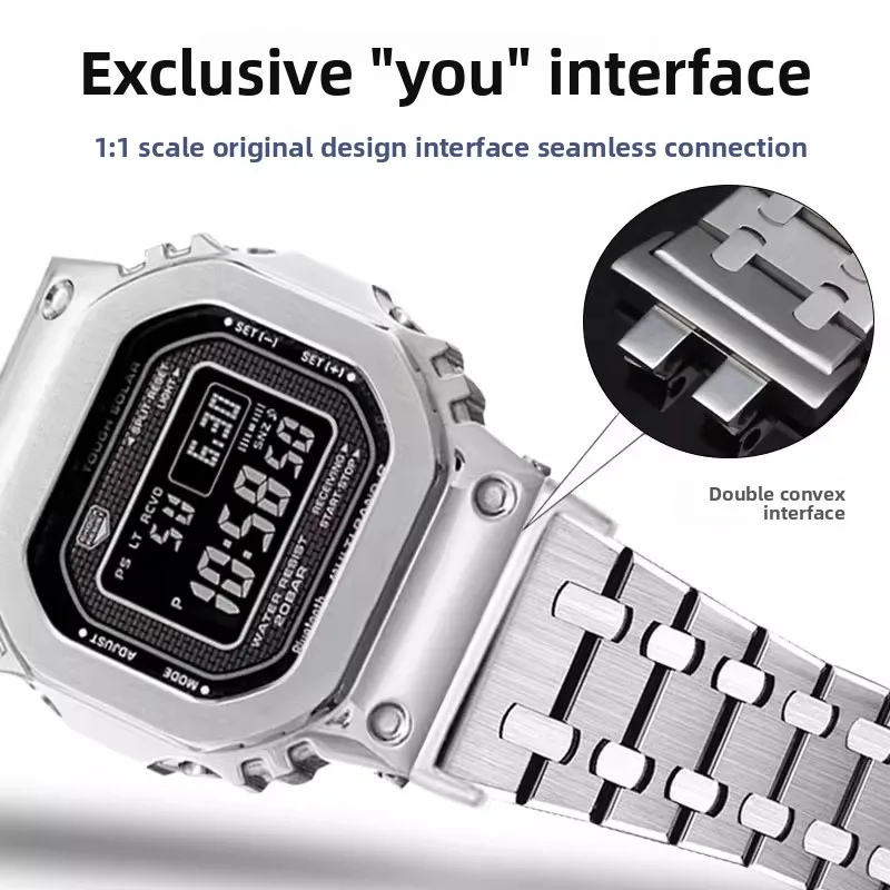 카시오 G-SHOCK GMW-B5000 GM-B2100 용 316 스테인레스 스틸 시계 밴드 고품질 수정 된 금속 스트랩 남성용 팔찌 액세서리