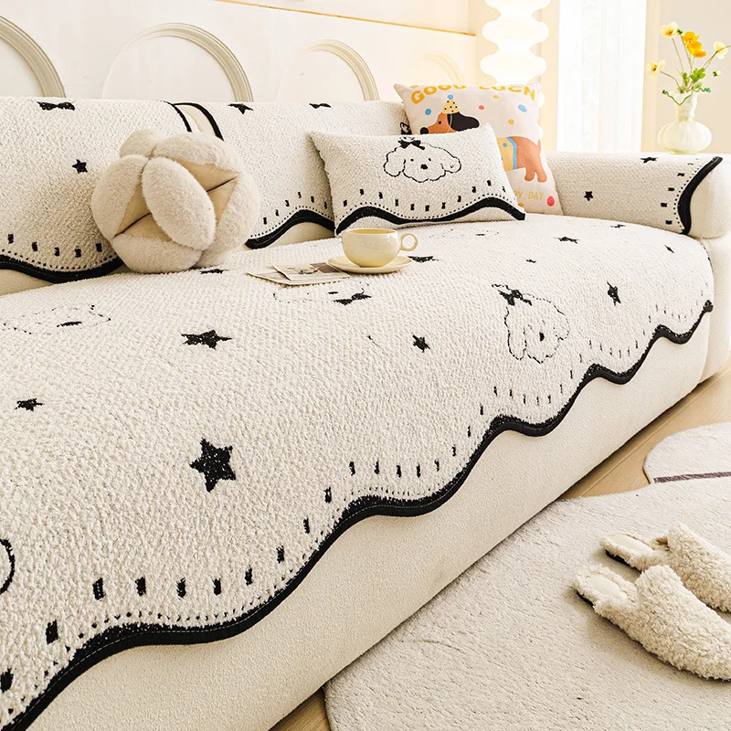 

Кремовый стиль, чехол для дивана, утолщенный фиксированный противоскользящий прямой ряд, цельный чехол для диванной подушки, осенне-зимний новый стиль