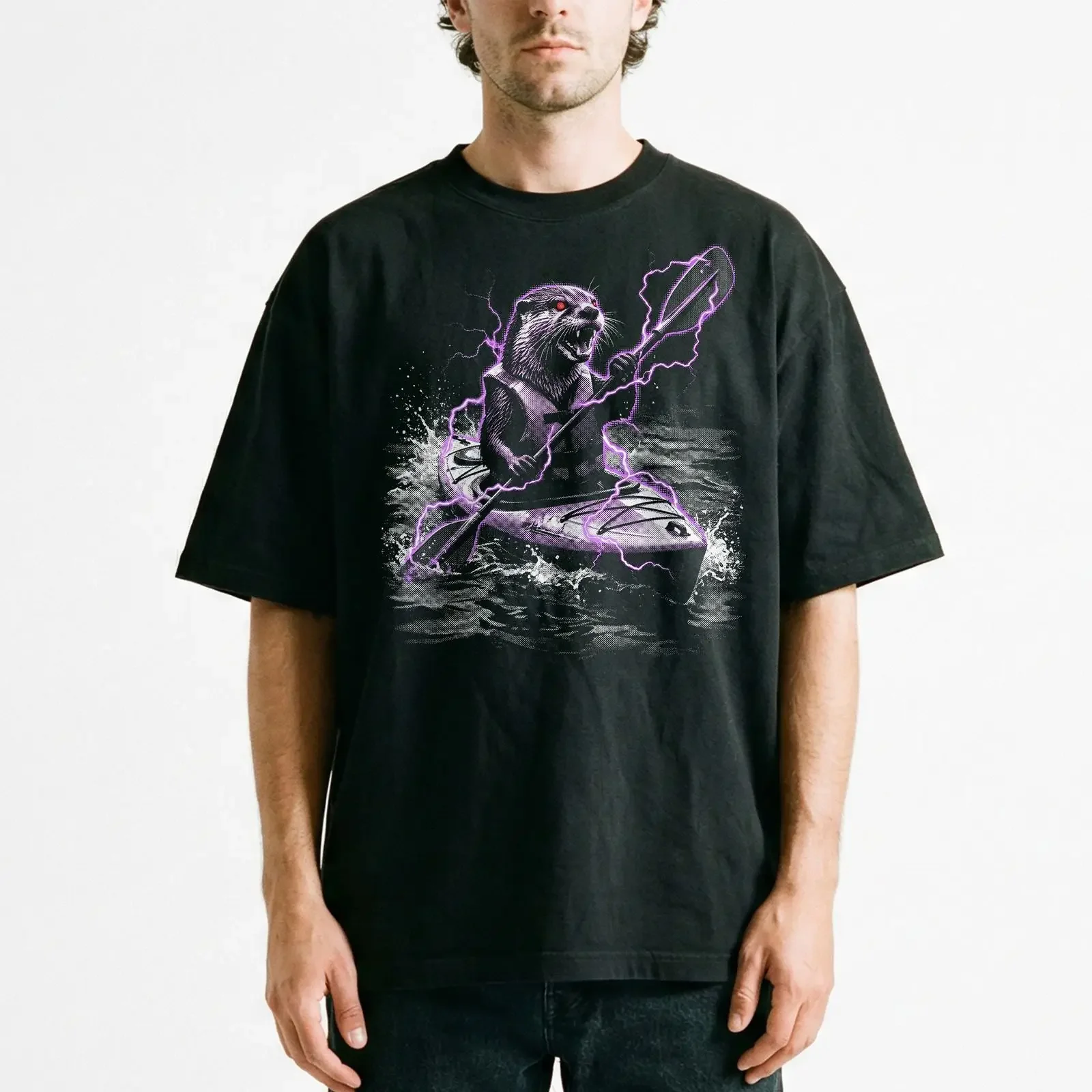 Flying Sea Otter Wings Bootleg 90s Vintage T Shirt Hiking vintage Washed Casual graphic Breathable Soft Comfortable streetwear