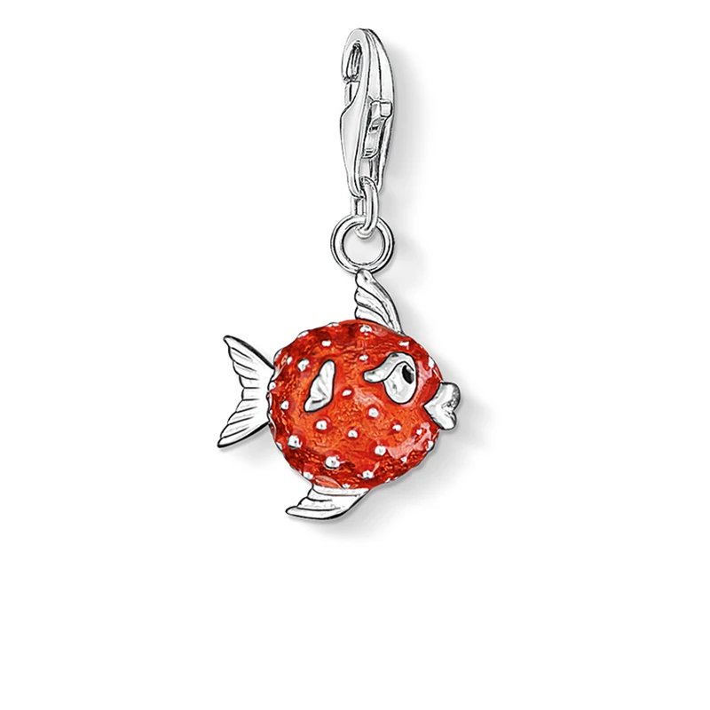 Charms czerwona dmuchana rybka 925 srebro wisiorki dokonywanie DIY Handmade nowe mody śliczna biżuteria dla kobiet mężczyzn — zdjęcie 2