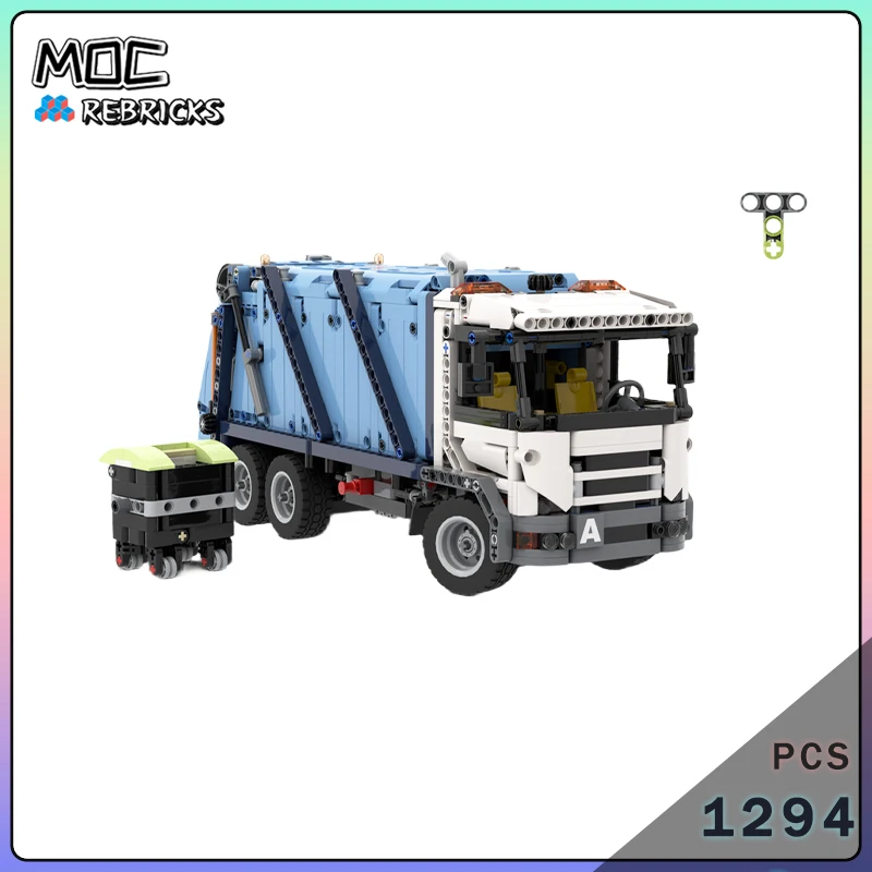 MOC City Sanitation Garbage Truck Model DIY Remote Control RC Upgrade Bricks Technical Building Blocks Toys Gift For Adults