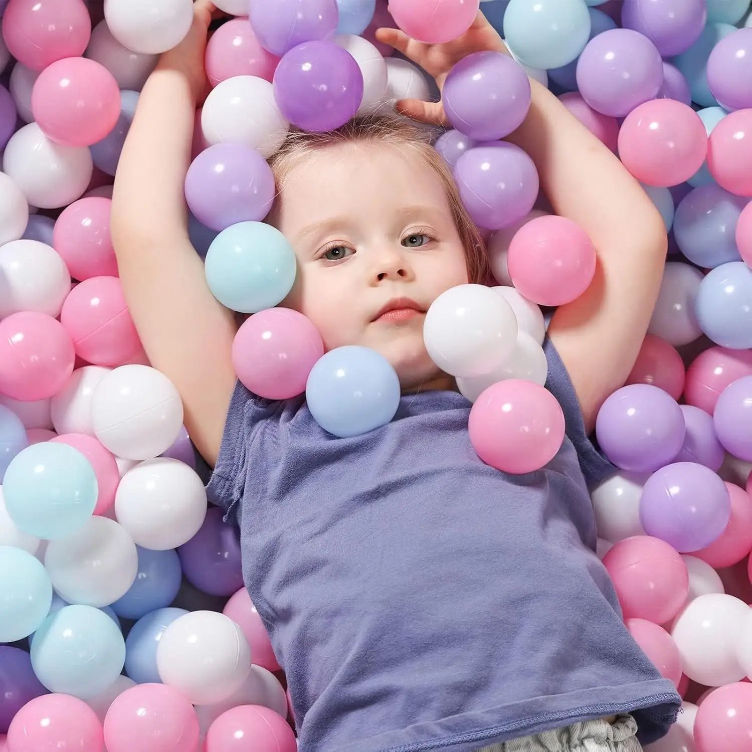 Ball Pit Balls 100 - Macaron Couleurs Boules pour Ball Pit, Play Tent Baby Playhouse Piscine Décoration de fête d'anniversaire (B-Violet, Rose,