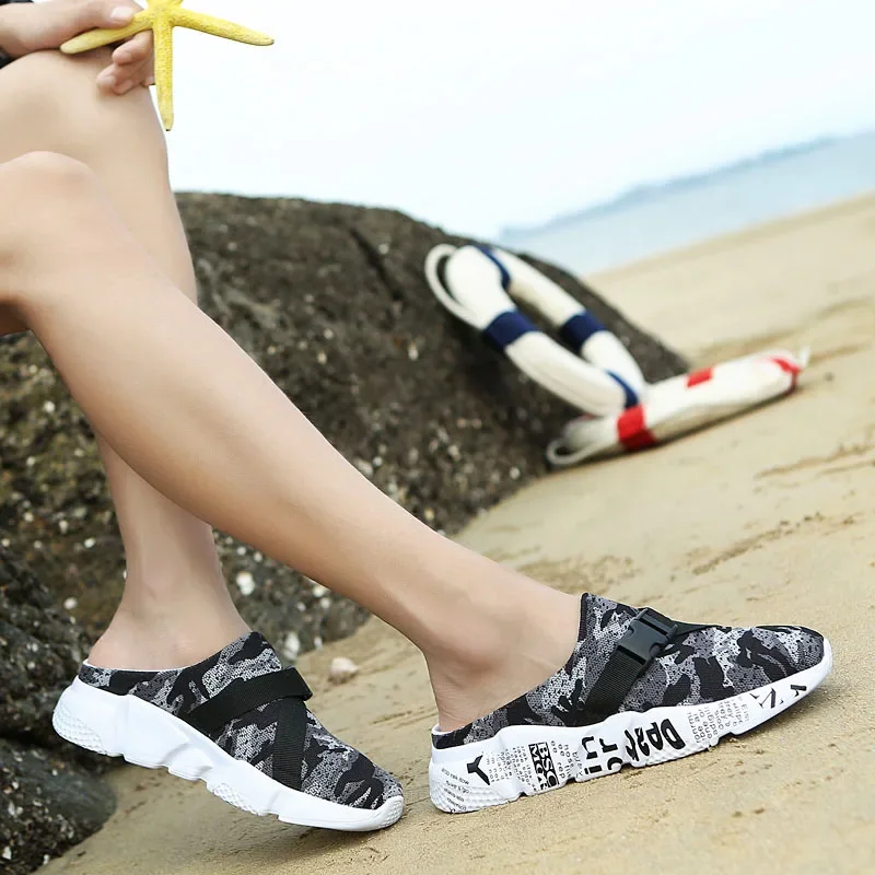 2024 Beach Slip on Shoes Men Big Size Sneakers Comfort Air Mesh Shoes Mens Brands Light Clogs Sneakers Man Summer Outdoor A-032