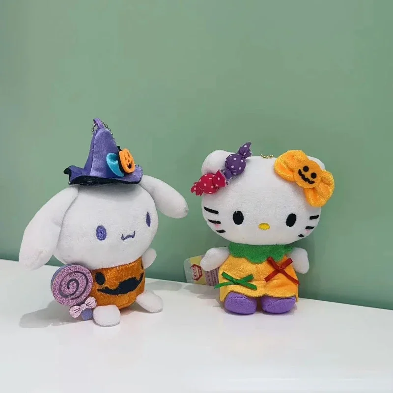 2024 New Cute Sanrio Halloween Pumpkin Hello Kitty Cinnamoroll Pochacco Cute Plush Doll Pendant Ornament Children’s BirthdayGift