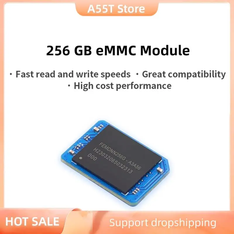 

Модуль A55T EMMC 256 ГБ 3D NAND для быстрой считывания и записи скоростей для Orange Pi 5 Plus/Pro/Max/Ultra 4A RV2 3B
