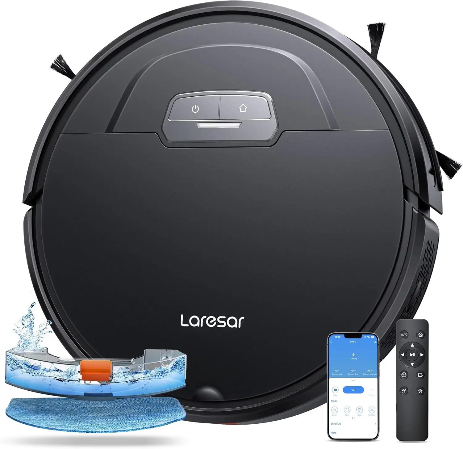 Robot Vacuums and Mop Combo, Max 4500Pa Suction, Evol 3 Robotic Vacuum Cleaner with Auto Carpet Boost, Self-Charging Rob