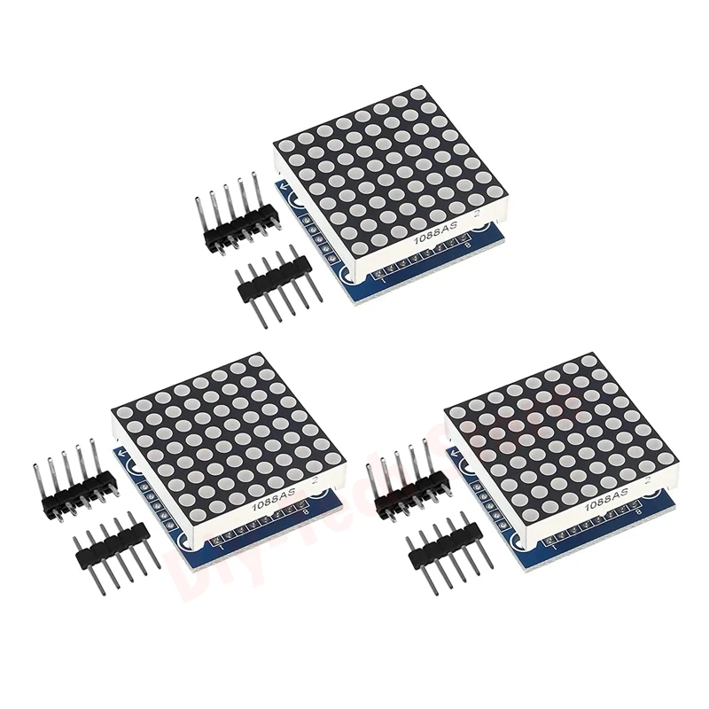 3pcs MAX7219 8X8 LED Dot Matrix LED Display Control Module 5V MCU Control and Drive MAX7219 88 LED Dot Matrix DIY Kit