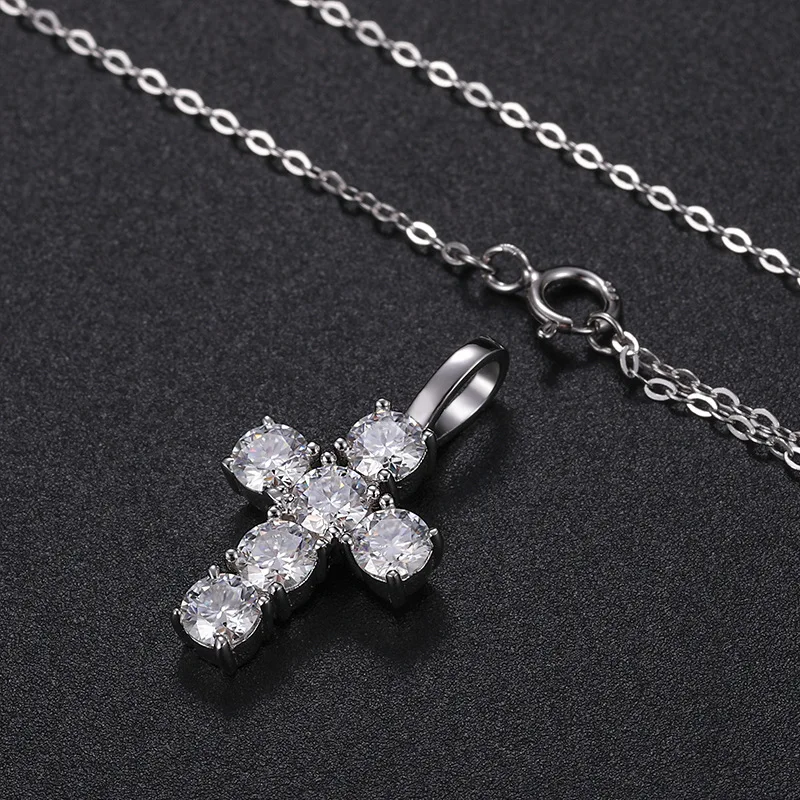 

S925 Стерлингового Серебра Муассанит Коготь Bling Ice Out Твердые Крестики Подвески Ожерелья для Мужчин Женщин Рэпер Ювелирные Изделия Прямая Доставка