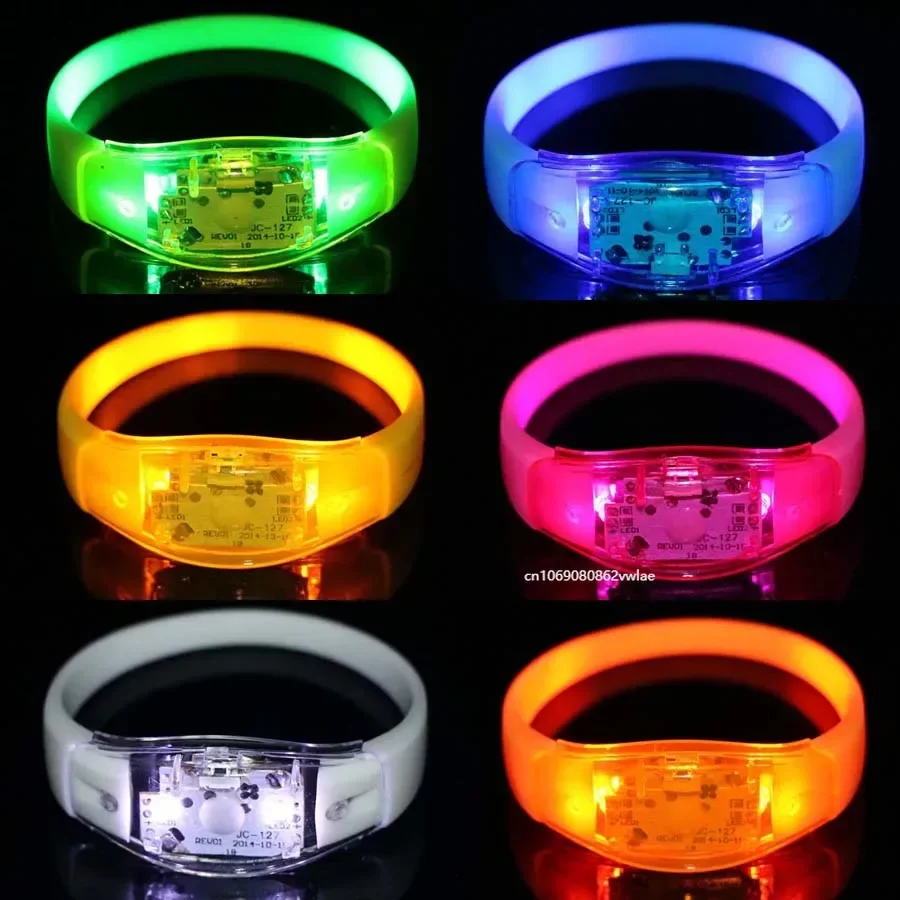 Silicone Sound Controlled LED Light Bracelet Activated Glow Flash Bangle Wristband Gift Wedding Party Favors Halloween Festival