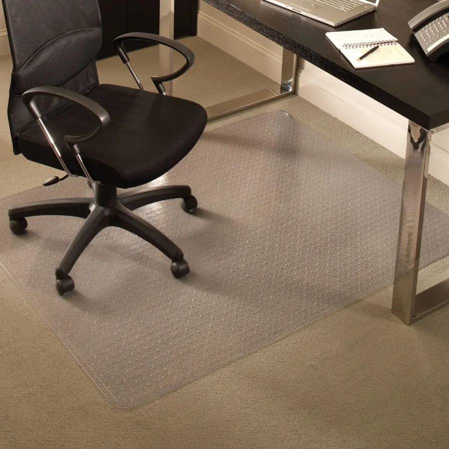 

60 x 60 Medium Pile Series Rectangle Anchorbar Chair Mat Clear with Straight Edge for Office Desks and Home Workspaces Provides