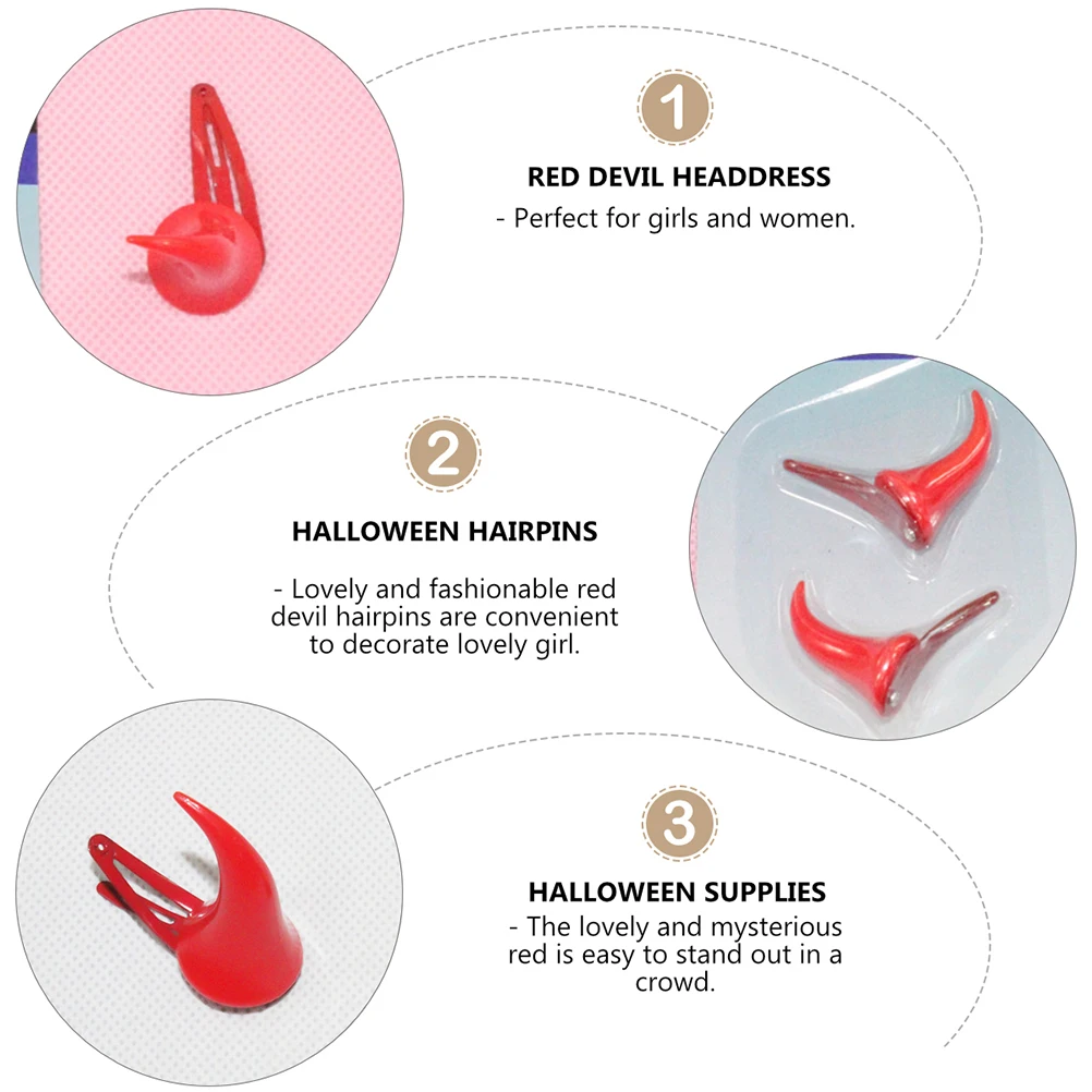 

Red Ox Halloween Supplies Horn Clips Plastic Accessories for Halloween Parties Styling Aids Hair Decorations