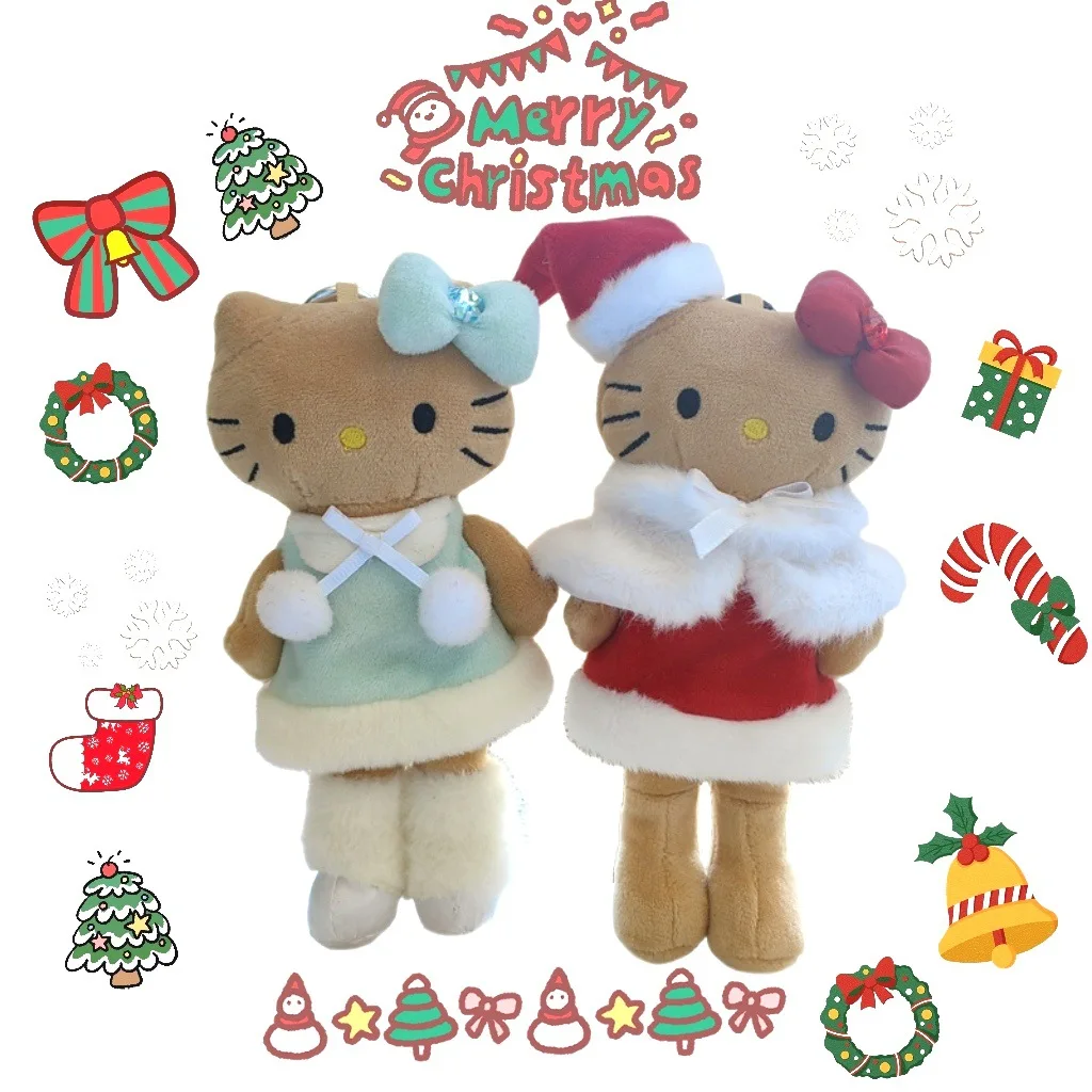

Cute Hello Kitty Legs Long Legs Cat Leopard Print Love Buckle Christmas Winter Plush Doll Bag Pendant