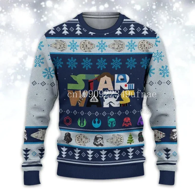 Disney Yoda Brzydki sweter Mandalorian Boże Narodzenie Wełna Disney Świąteczna koszula Prezent Sweter dla chłopców i dziewcząt Bluza codzienna