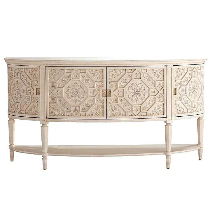

/High Quality French Carved Hemiarc Camber Decorative Entrance Side Board Cabinet Wood