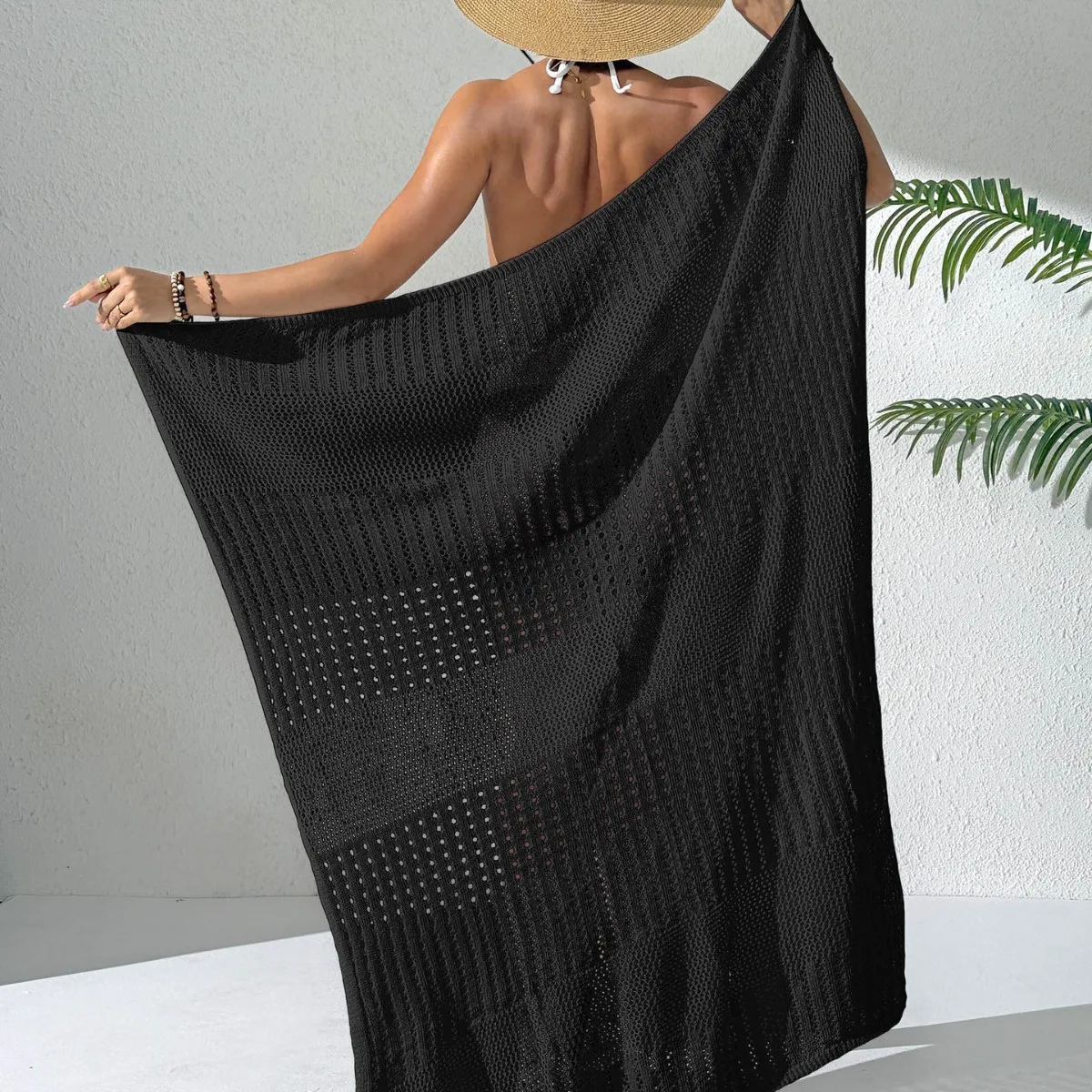 Sommer Solide Mädchen Cover Up Damen Bademode halbe dressing Bademode Frau Hohl Gestrickte Bikini Backless Sexy Badeanzug