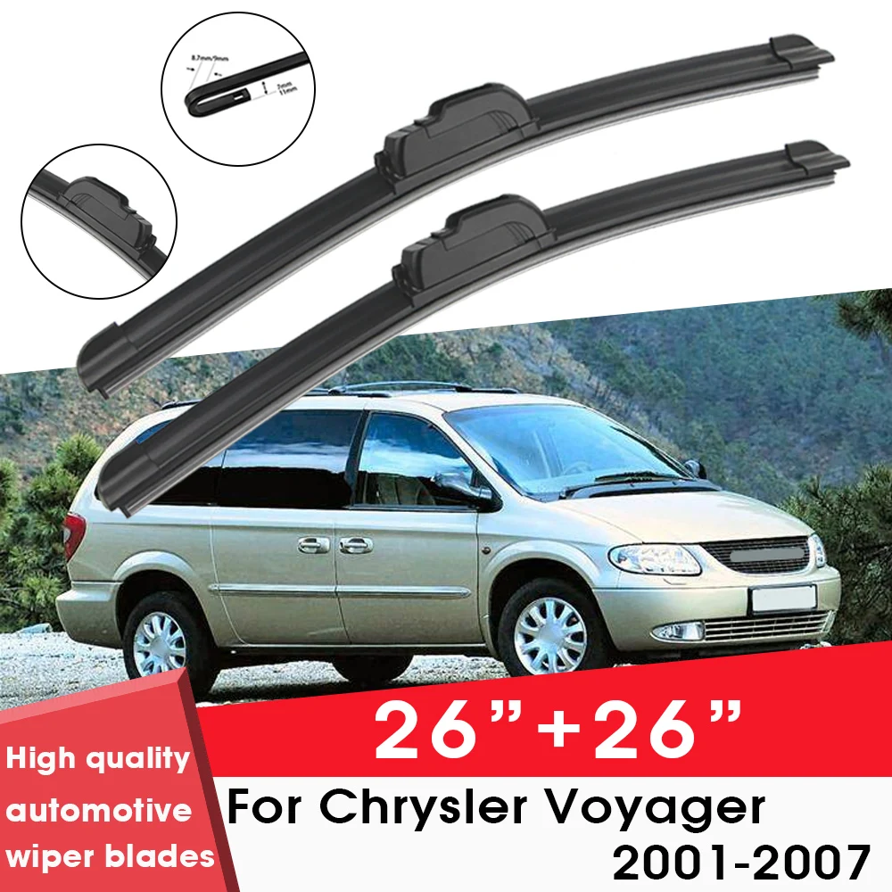 

Car Wiper Blade Blades For Chrysler Voyager 2001-2007 26"+26" Windshield Windscreen Clean Rubber Silicon Cars Wipers Accessories