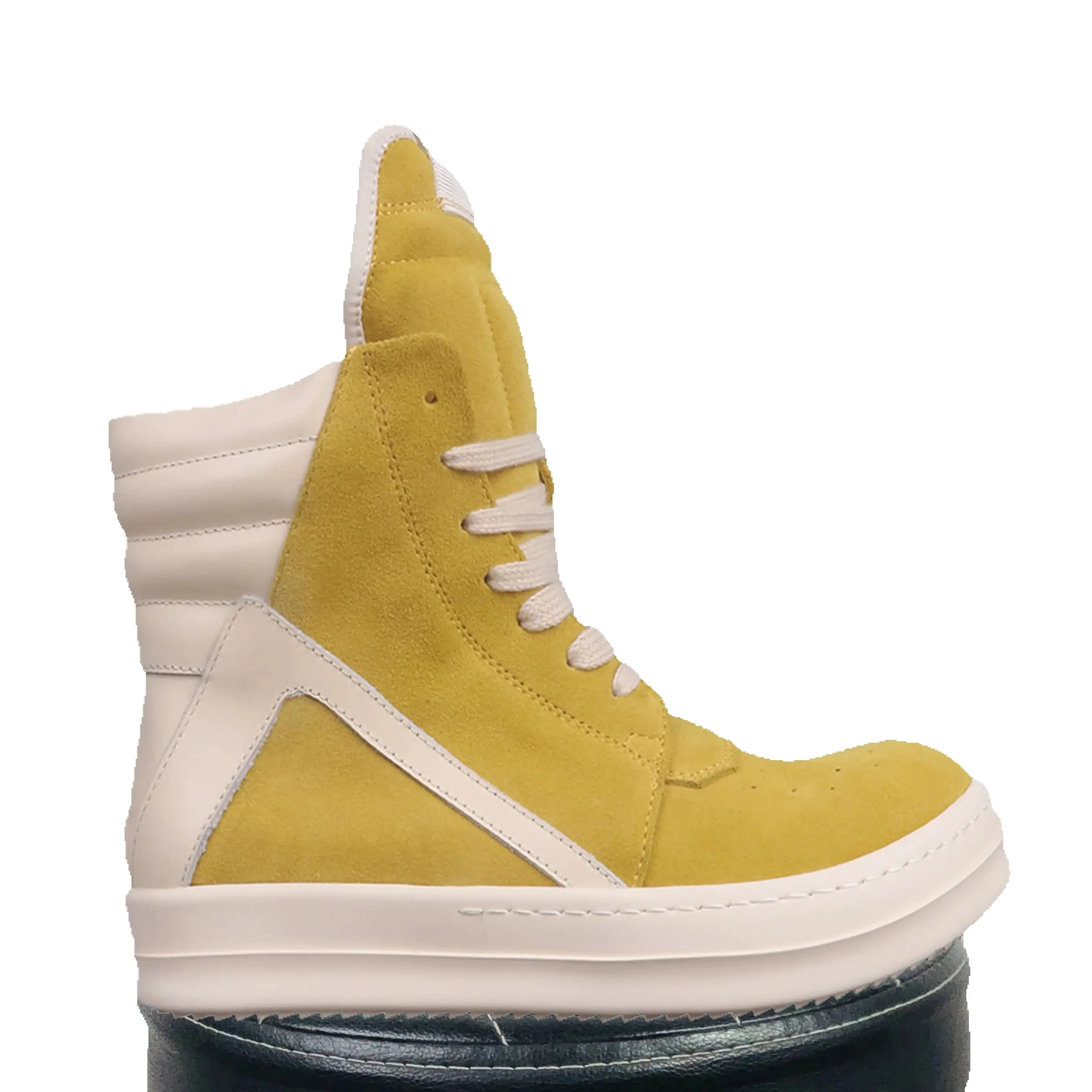 Men Women High Top Shoes Suede Leather Casual Sneakers Luxury Lace Up Zip Autumn Yellow Designer Boots