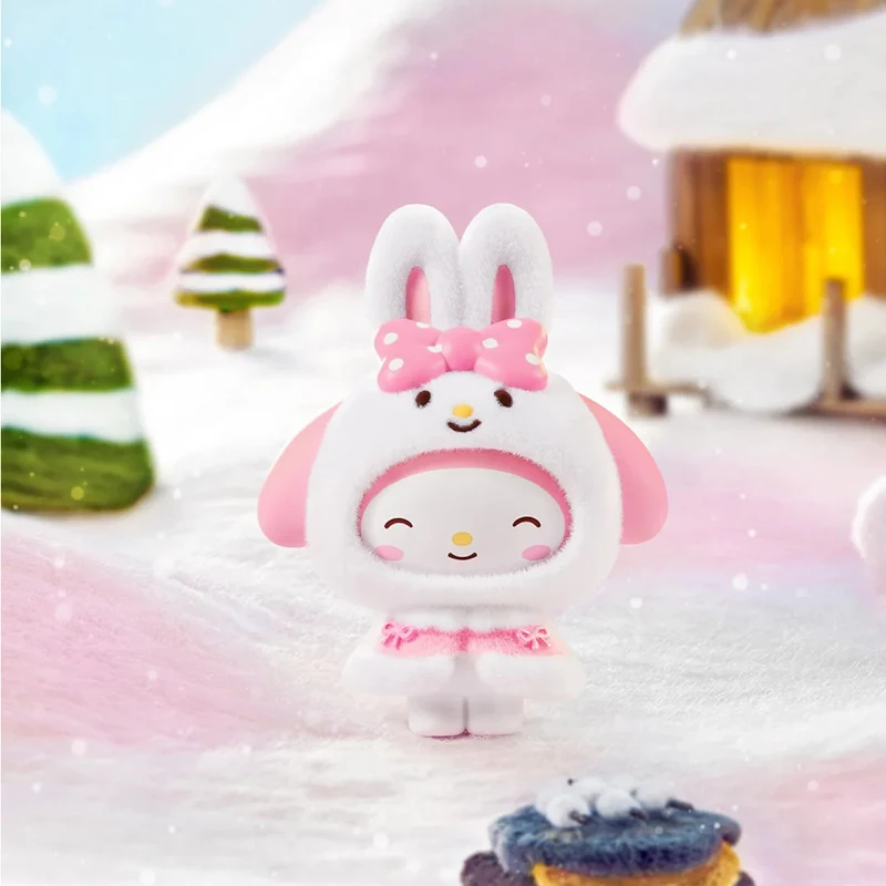 Натуральная глухая коробка Sanrio Little Cape Series, милый флокированный кулон, настольное украшение, модные коллекционные фигурки, подарок для девочек