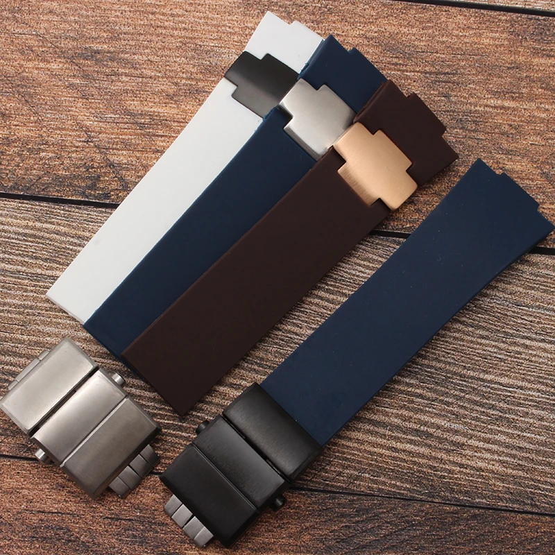 25x12 مللي متر محدب سيليكون المطاط حزام ل أوليس ناردين مارين 1183/1186/1283 أزرق أسود الغوص حزام ساعة مطاطي اكسسوارات