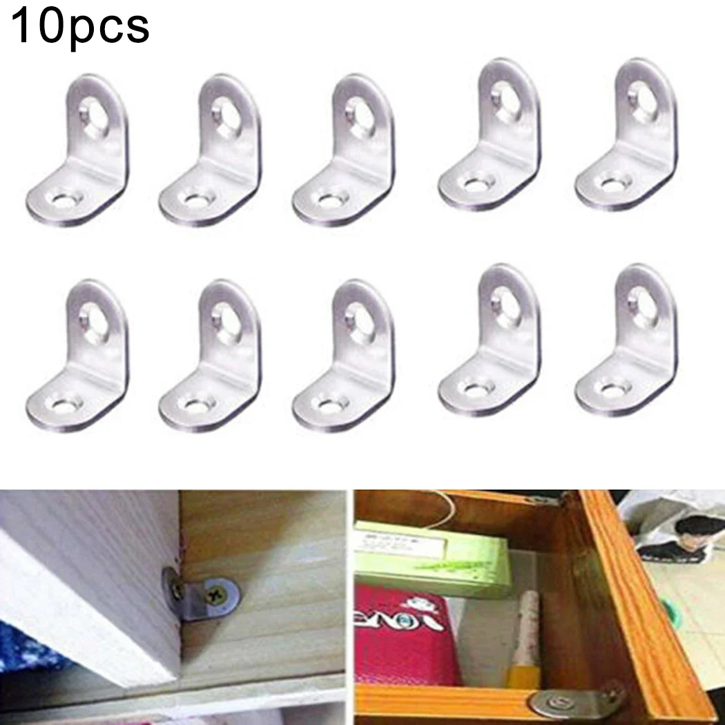 Staffe angolari a forma di L da 10 pezzi supporto per mensola con codice angolare in acciaio inossidabile per Hardware per mobili per guardaroba a battente per sedia da tavolo