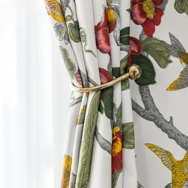 

Country Printed Curtains for Living Dining Room Bedroom High-precision Rural Style Printed WhiteTulle Sheer Curtains Romantic