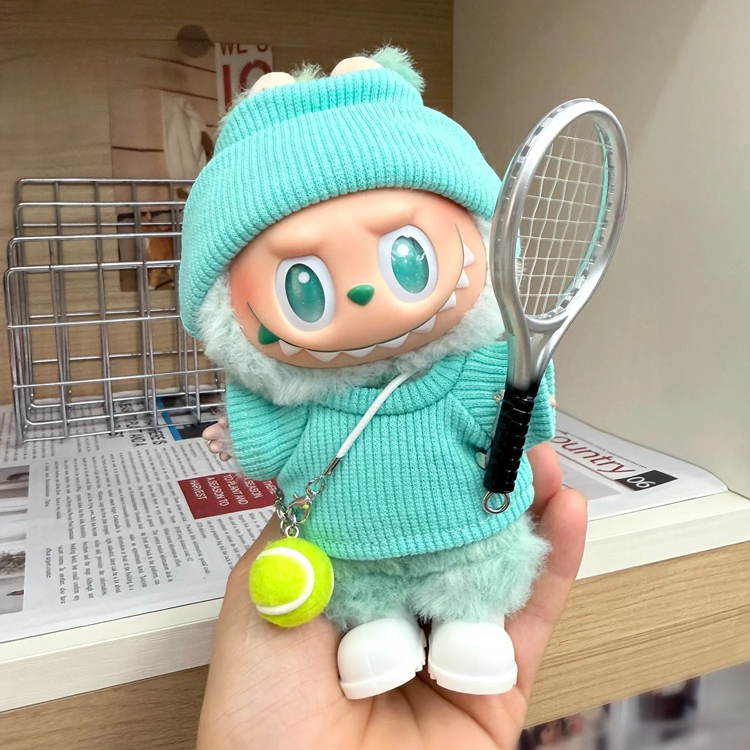 

Многоцветная миниатюрная вязаная шапка с клапаном и футболка, набор для 17 см Labubu 3,0 v1/v2/v3, милая кукольная одежда «сделай сам», аксессуары для наряда