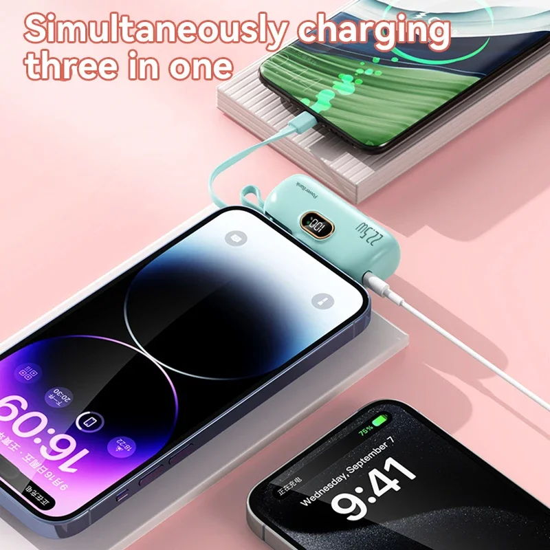 Xiaomi Mini 500000mAh كبسولة قوة البنك 2 في 1 المحمولة شحن سريع بطارية خارجية PowerBank آيفون سامسونج 2025 جديد