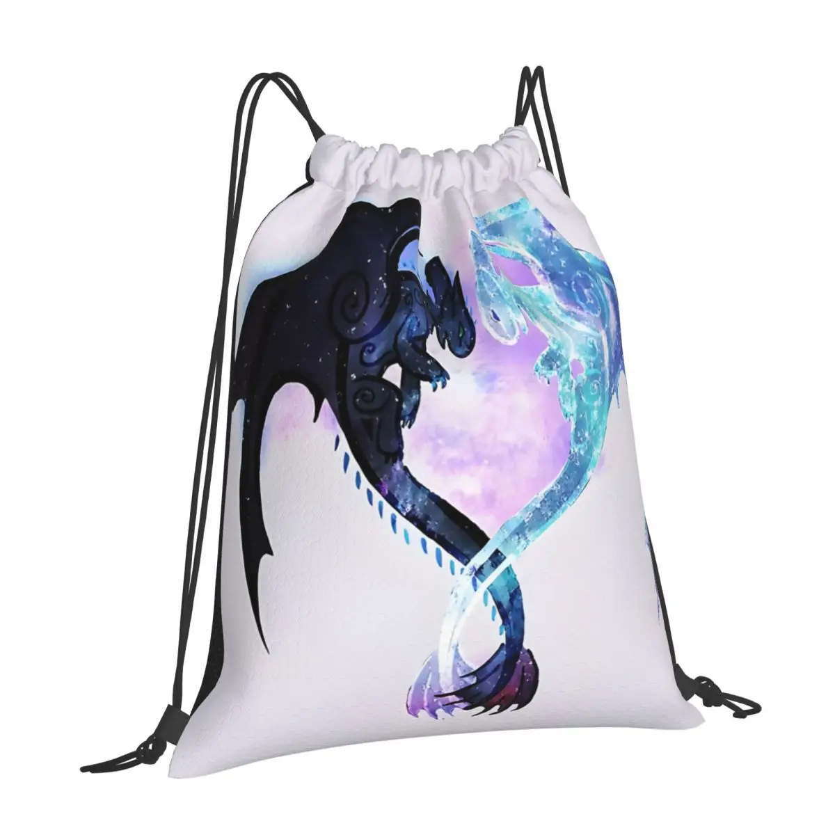 Dragon Heart Toothless And Light Fury Portable Sports Bag Thicken Drawstring Belt Riding Backpack Gym Drawstring Shoes Bag