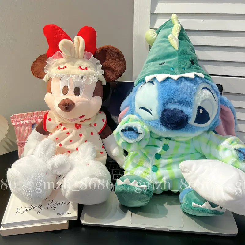 

High Quality Minnie Plushies Wearing Pajamas Cartoon Stuffed Stitch Plush Toy Huggable Pillow Soft Doll Home Decor Gifts Girl