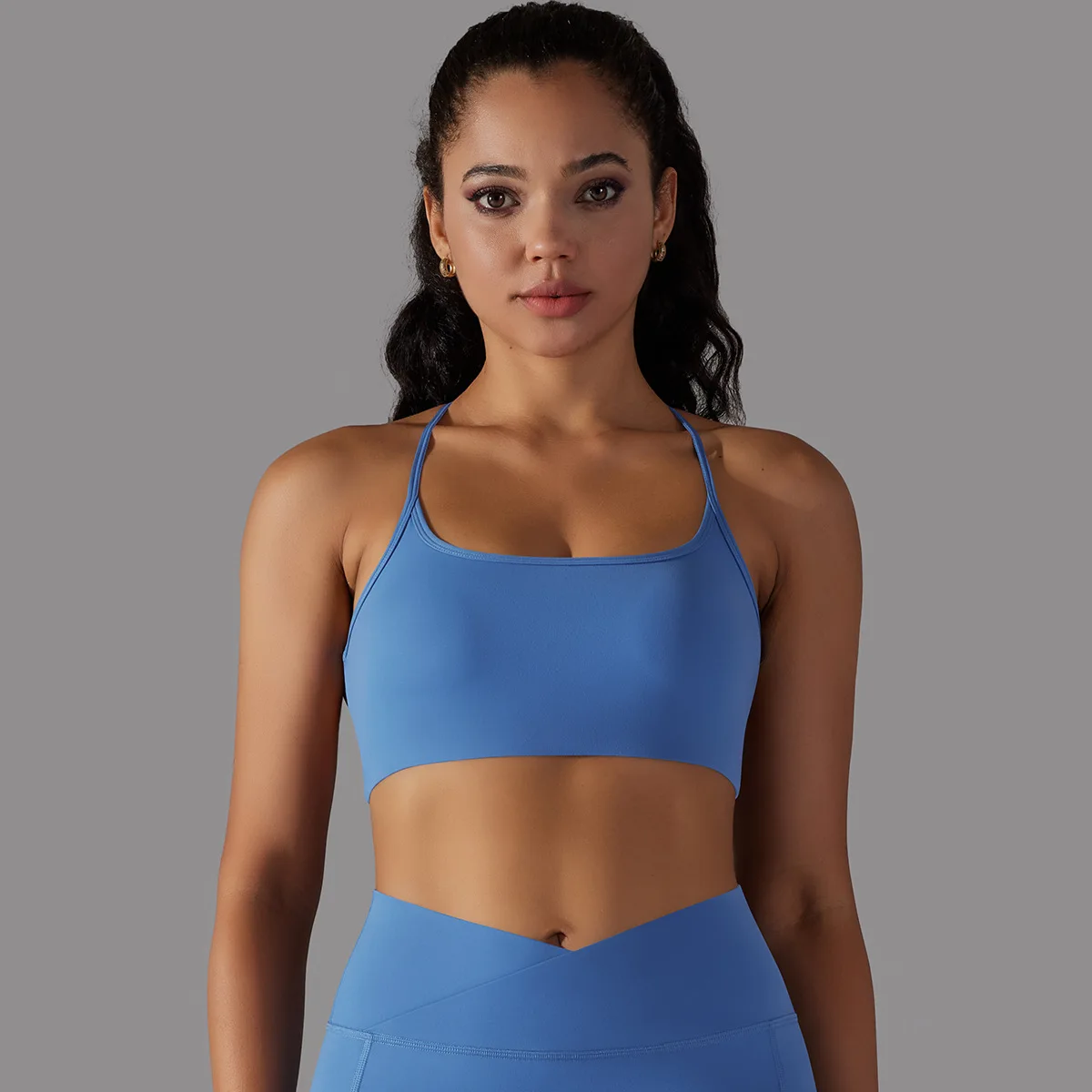 Sports Top Bra Cross Straps Gym Workout Top Yoga Vest Women High Impact Fitness Bralette Push Up Running Tight Padded Underwear