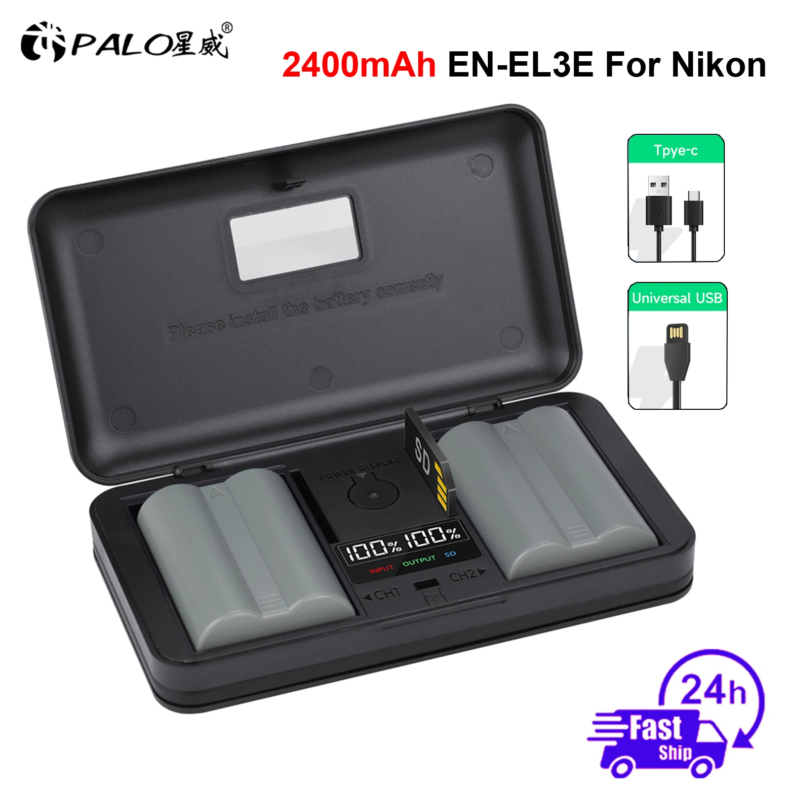 

PALO 100% Original EN-EL3e EN EL3e EL3a ENEL3e Digital Camera Battery for Nikon D300S D300 D100 D200 D700 D70S D80 D90 D50 L50