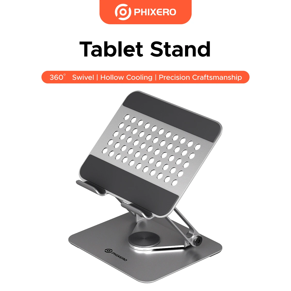 PHIXERO 360 ° Rotating Aluminum Alloy Heat Dissipation Flat Bracket Foldable & Adjustable For 12.9-inch iPad